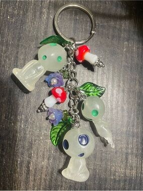 Hand Crafted Kodama Tree Spirits Keychain Purse Charm